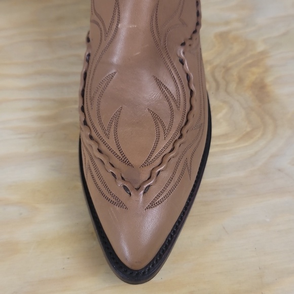 Larry Mahan Vintage Size 8 Leather Tan Taupe Western Cowboy Cowgirl Boots main image 13